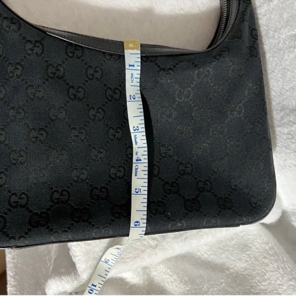 Vintage Gucci Black GG Logo Canvas Hobo Bag - Picture 2 of 16